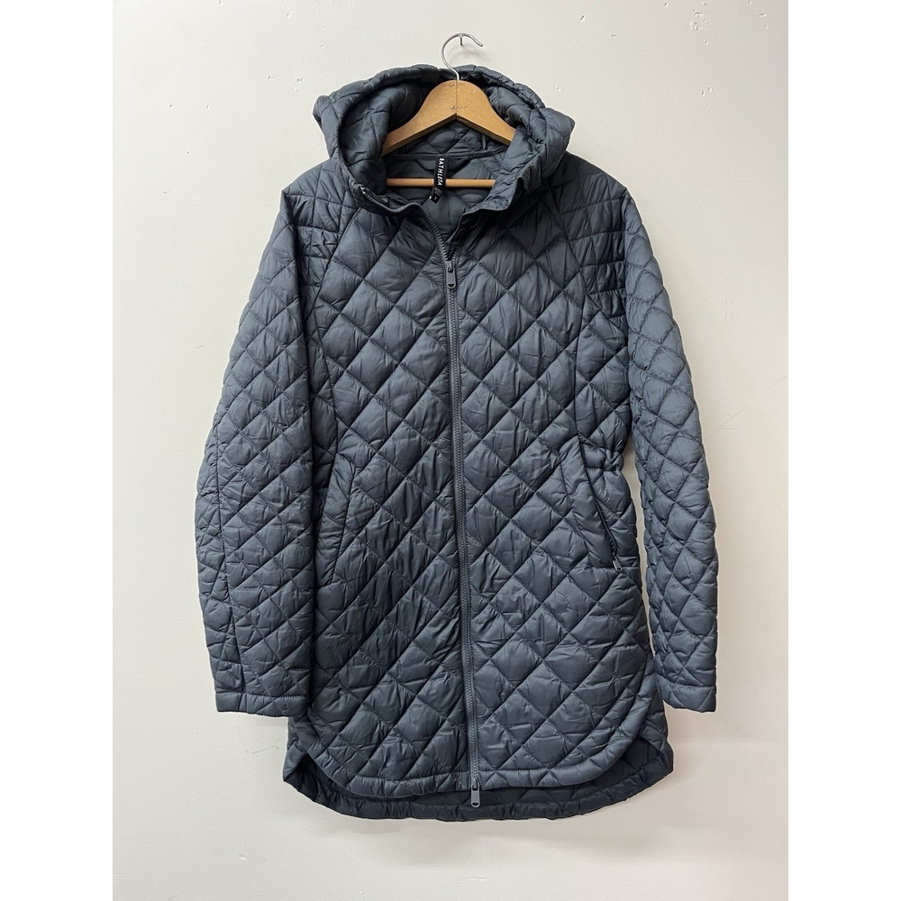Athleta Whisper Featherless Long Insulated Puffer Parka Quilted Sz Small Seafoam